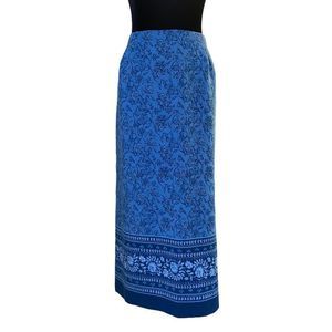 JM Collection Maxi Blue Floral Skirt Size 16